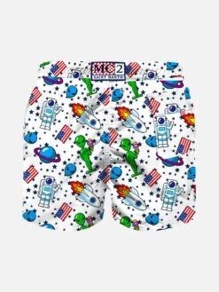 Space Print Boy Swim Shorts -Swimwear Family jean retro alien 2 600cd7d2 64a8 48b4 abad b96633da3319