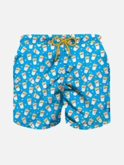 MC2 Saint Barth Boy Swim Shorts With Estathé Print | Estathé® Special Edition