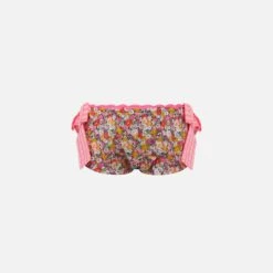 MC2 Saint Barth Girl Swim Briefs With Multicolor Flower Pattern