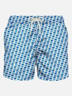 Light Fabric Man Swim Shorts Elephant Print