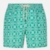 MC2 Saint Barth Man Linen Swim Short With Patterned Print -Swimwear Family linen maiolica swimshorts man 1