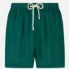 Solid Green Mid-length Linen Swim Shorts -Swimwear Family linen swimshorts man british green 1