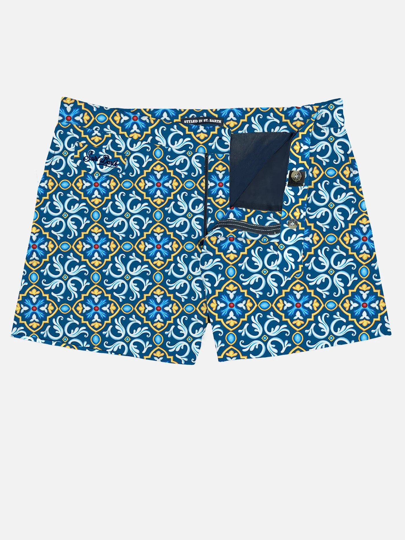 MC2 Saint Barth Man Swim Shorts With Maiolica Print 3 MC2 Saint Barth Man Swim Shorts With Maiolica Print