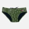 MC2 Saint Barth Man Swim Briefs With Military Green Bandanna Print -Swimwear Family man swim briefs bandanna green 1
