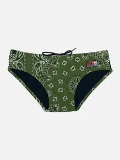 MC2 Saint Barth Man Swim Briefs With Military Green Bandanna Print