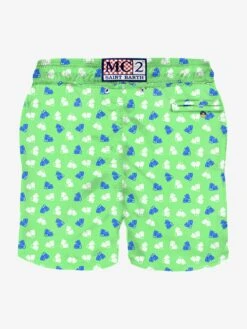 MC2 Saint Barth Man Swim Shorts Fins Micro Print -Swimwear Family man swimshort green 2
