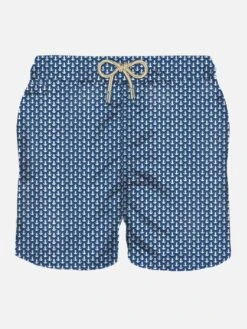 MC2 Saint Barth Man Light Fabric Swim Shorts With Anchor Print