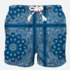 MC2 Saint Barth Man Swim Shorts With Blue Bandanna Print -Swimwear Family man swimshorts bandanna round blue