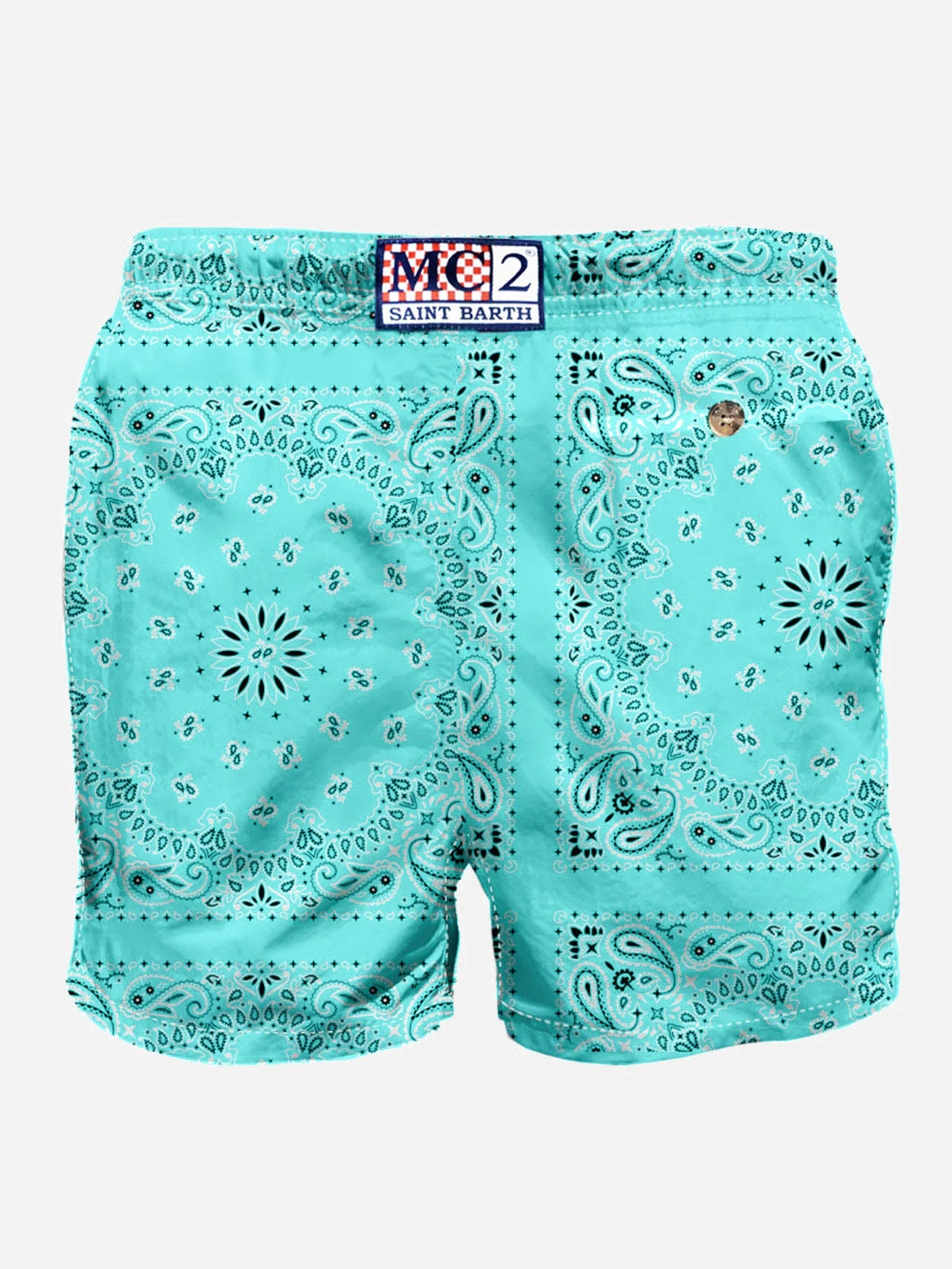 MC2 Saint Barth Man Swim Shorts With Water Green Bandanna Print 4 MC2 Saint Barth Man Swim Shorts With Water Green Bandanna Print - Image 2