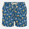 Man Light Fabric Swim Shorts With Tropical Bridies Print -Swimwear Family man swimshorts bird