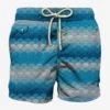 Light Fabric Swim Shorts With Optical Print 1 Light Fabric Swim Shorts With Optical Print -Swimwear Family man swimshorts blue print 1