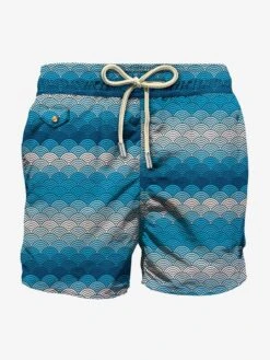 Light Fabric Swim Shorts With Optical Print