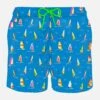 MC2 Saint Barth Man Light Fabric Swim Shorts With Windsurf Print -Swimwear Family man swimshorts blue windsurf 1