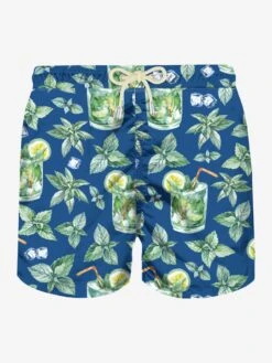 MC2 Saint Barth Man Light Fabric Swim Shorts With Mojito Print