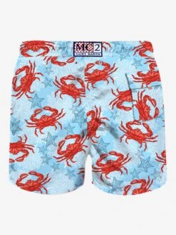 MC2 Saint Barth Light Blue Mid-length Swim Shorts With Crab Print -Swimwear Family man swimshorts crab print 2