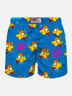 MC2 Saint Barth Man Light Fabric Swim Shorts With Crypto Ducky Print | CRYPTO PUPPETS® SPECIAL EDITION -Swimwear Family man swimshorts crypto blue