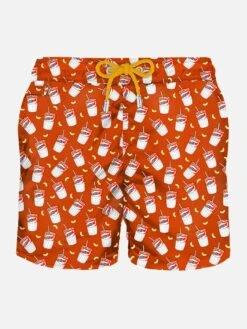 MC2 Saint Barth Man Light Fabric Swim Shorts With Estathé Print | Estathé® Special Edition