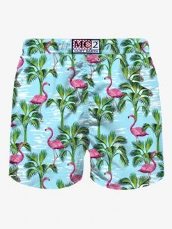 Man Light Fabric Swim Shorts With Flamingo Print -Swimwear Family man swimshorts flamingo print 2