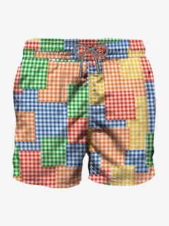 Multicolor Gingham Man Swim Shorts