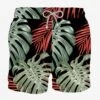MC2 Saint Barth Man Classic Swim Shorts With Tropical Print -Swimwear Family man swimshorts leafes black 1