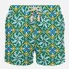 MC2 Saint Barth Man Light Fabric Swim Shorts With Majolica Print -Swimwear Family man swimshorts majolica pattern