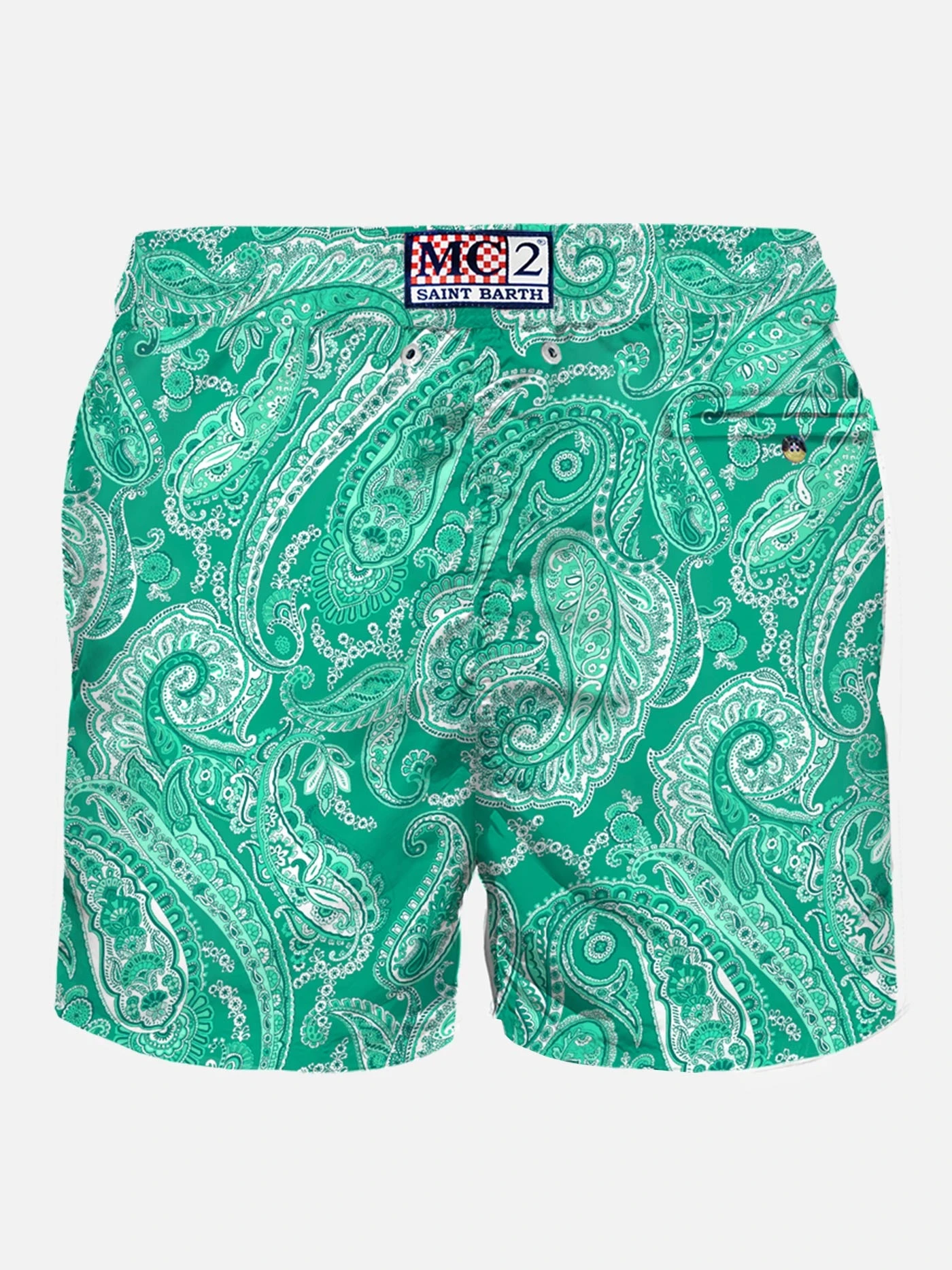 MC2 Saint Barth Man Light Fabric Swim Shorts With Green Paisley Print 4 MC2 Saint Barth Man Light Fabric Swim Shorts With Green Paisley Print - Image 2