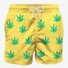 Embroidered Leaves Mid-length Swim Short 1 Embroidered Leaves Mid-length Swim Short -Swimwear Family man swimshorts marjuana 1