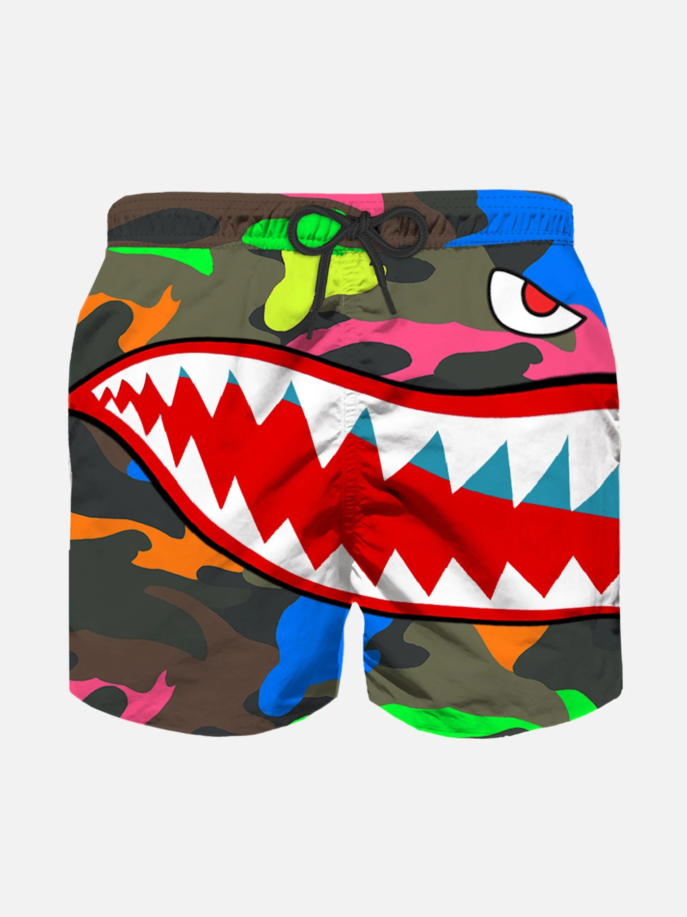 MC2 Saint Barth Boy Swim Shorts With Fluo Camouflage Pattern And Shark Print 3 MC2 Saint Barth Boy Swim Shorts With Fluo Camouflage Pattern And Shark Print