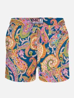 MC2 Saint Barth Man Light Fabric Swim Shorts With Multicolor Paisley Print -Swimwear Family man swimshorts paisley draw