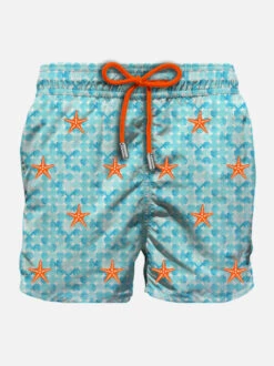 MC2 Saint Barth Man Light Fabric Man Swim Shorts With Starfish Embroidery