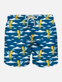 MC2 Saint Barth Man Light Fabric Swim Shorts With Bart Angel Print | THE SIMPSONS SPECIAL EDITION