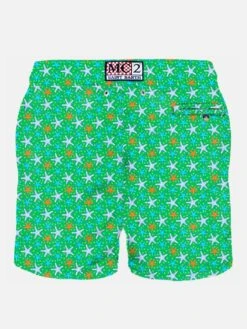 MC2 Saint Barth Man Light Fabric Swim Shorts With Multicolor Starfish Print -Swimwear Family man swimshorts starfish2