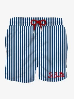 MC2 Saint Barth Man Classic Swim Shorts With White And Blue Stripes