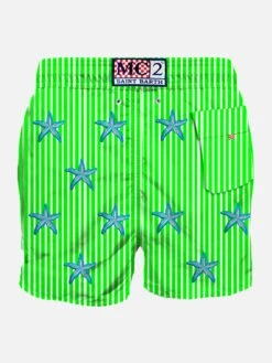Swimwear Family -Swimwear Family man swimshorts stripes green seastar 1