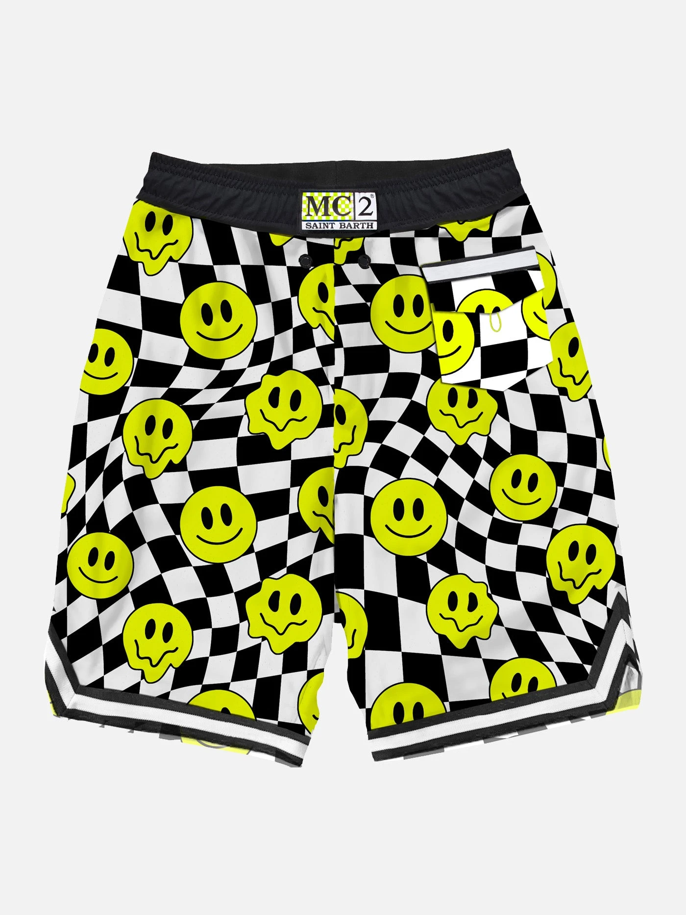 MC2 Saint Barth Checked Swim Shorts Surf Style With Smiles Print 4 MC2 Saint Barth Checked Swim Shorts Surf Style With Smiles Print - Image 2