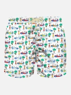 MC2 Saint Barth Man Light Fabric Swim Shorts With Surf Print