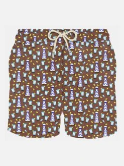 MC2 Saint Barth Man Light Fabric Swim Shorts With Tequila Print