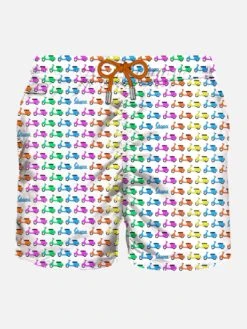 MC2 Saint Barth Man Light Fabric Swim Shorts With Vespa Print |VESPA© SPECIAL EDITION