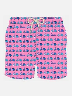 MC2 Saint Barth Man Light Fabric Swim Shorts With Vespa Print | Vespa® Special Edition