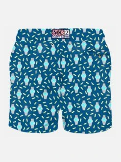 MC2 Saint Barth Man Light Fabric Swim Shorts With Money And Swatch Print -Swimwear Family man swimshorts watches1
