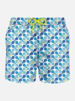 MC2 Saint Barth Man Light Fabric Swim Shorts With Padel Rackets Print
