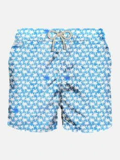 MC2 Saint Barth Man Light Fabric Swim Shorts With Palm Print