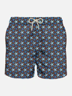 MC2 Saint Barth Man Light Fabric Swim Shorts With Star Print