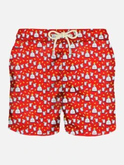 MC2 Saint Barth Man Light Fabric Swim Shorts With Tequila Print