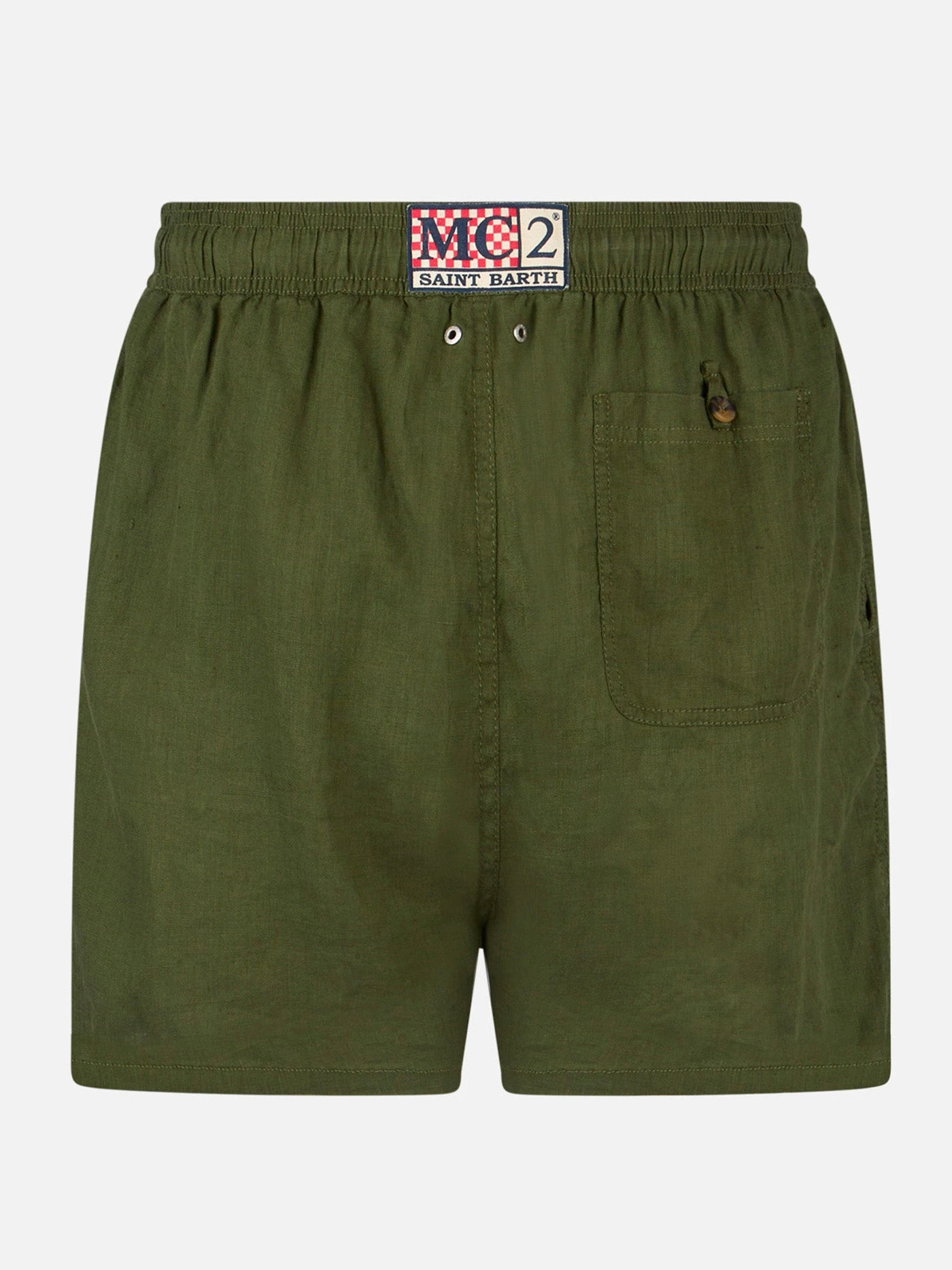 MC2 Saint Barth Military Green Man Linen Swim Short 4 MC2 Saint Barth Military Green Man Linen Swim Short - Image 2
