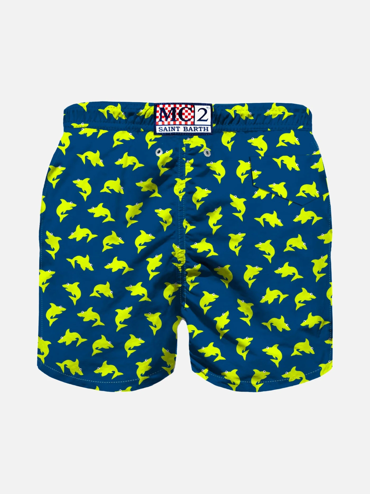 Boy Light Fabric Swim Shorts With Fluo Sharks Print 4 Boy Light Fabric Swim Shorts With Fluo Sharks Print - Image 2