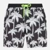 MC2 Saint Barth Man Zipped Swim Shorts With Palm Print -Swimwear Family palm black swimshorts man 1