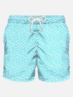 Light Fabric Man Swim Shorts Palms Print