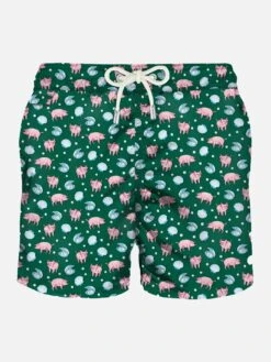 Light Fabric Man Swim Shorts Pig And Pearl Print