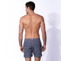 Man Light Fabric Swim Shorts With Pop Corn Print -Swimwear Family popcorn print swimshort